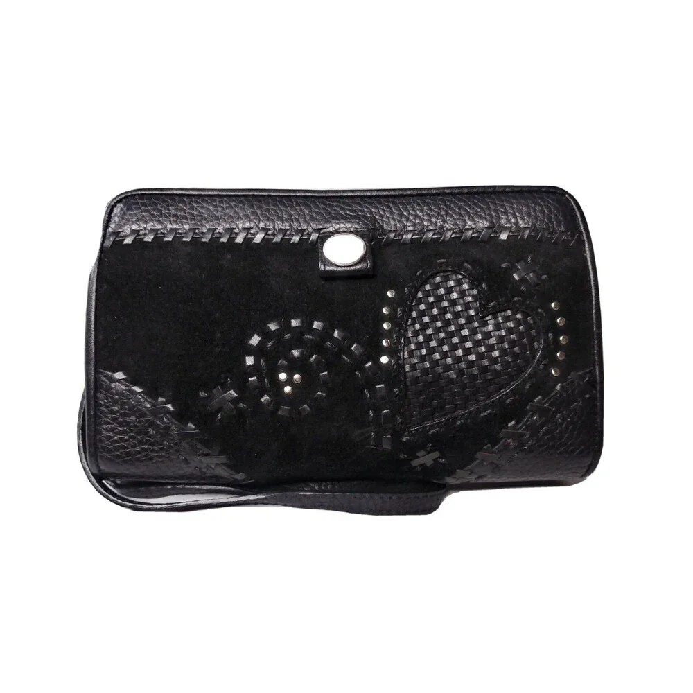 Brighton Clutch Purse Small Shoulder Bag Mini Leather Suede Black